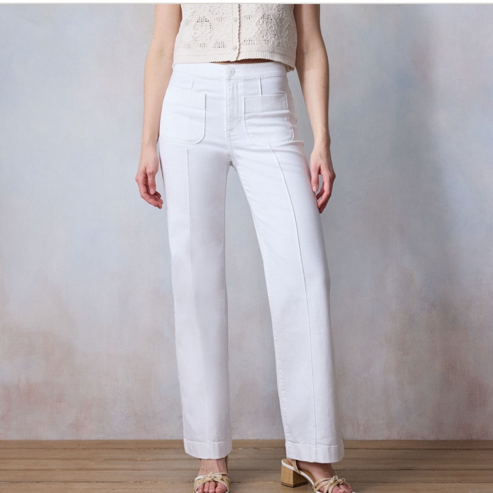 LC by Lauren Conrad White Super High Waisted Wide Leg Trouser Jeans size 12